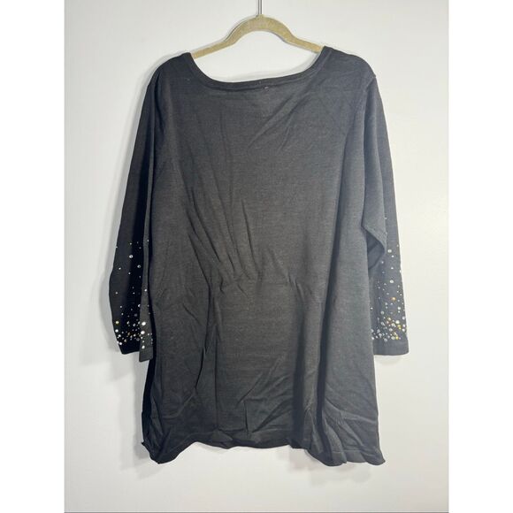Avon Women's Embellished Quarter Sleeve Knit Tunic Sweater Top Black 3X NWOT - Picture 9 of 9